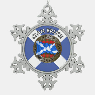Ornement Flocon De Neige Clan Bruce Tartan Knot & Flag