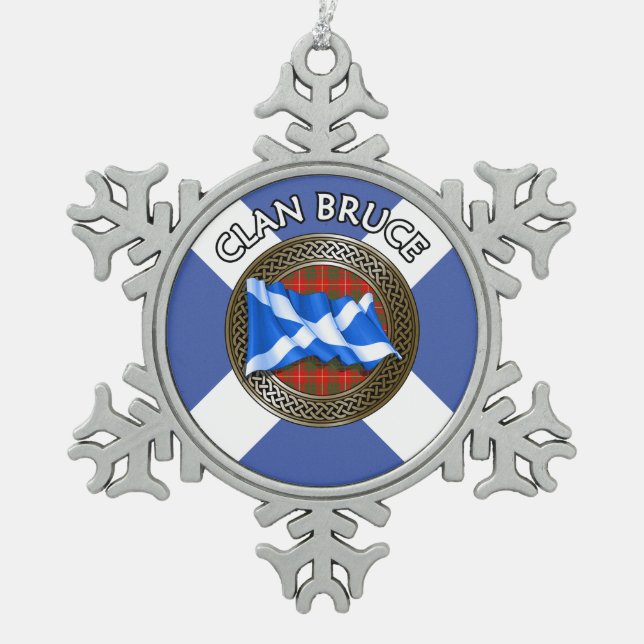 Ornement Flocon De Neige Clan Bruce Tartan Knot & Flag (Devant)