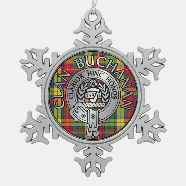 Ornement Flocon De Neige Clan Buchanan Crest & Tartan (Devant)