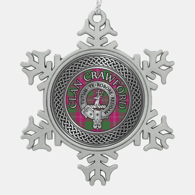 Ornement Flocon De Neige Clan Crawford Crest & Tartan Knot (Devant)