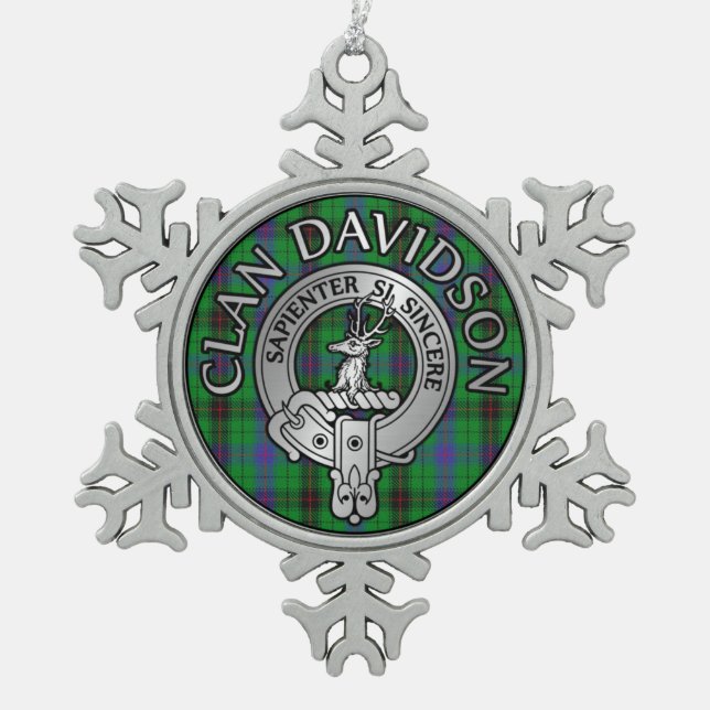 Ornement Flocon De Neige Clan Davidson Crest & Tartan (Devant)