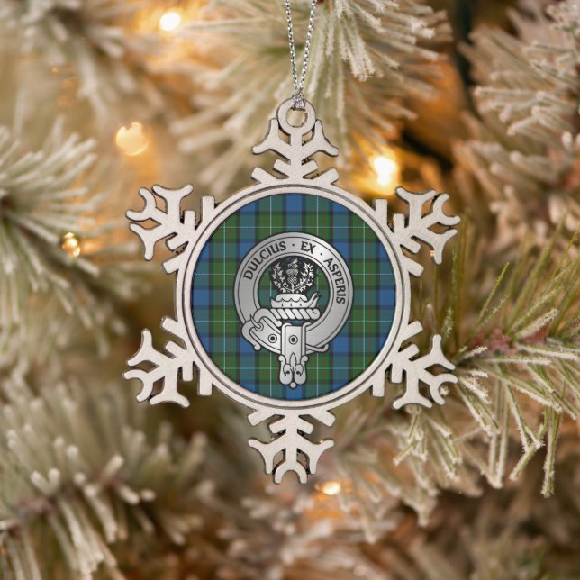 Ornement Flocon De Neige Clan Ferguson Crest & Atholl Tartan (Arbre)