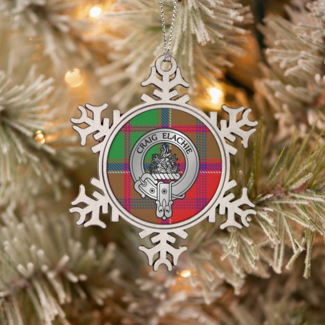 Ornement Flocon De Neige Clan Grant Crest & Tartan (Arbre)