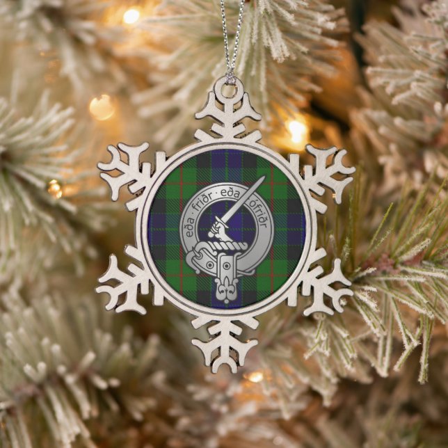 Ornement Flocon De Neige Clan Gunn Crest & Tartan (Arbre)