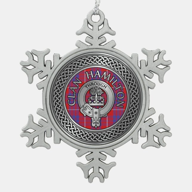 Ornement Flocon De Neige Clan Hamilton Crest & Tartan Knot (Devant)
