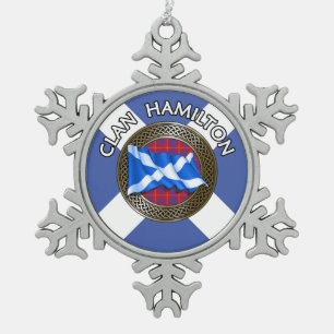 Ornement Flocon De Neige Clan Hamilton Tartan Knot & Flag