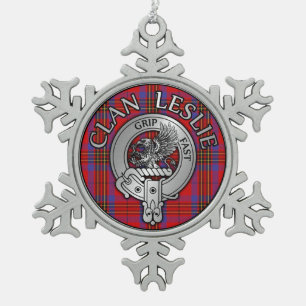 Ornement Flocon De Neige Clan Leslie Crest & Tartan