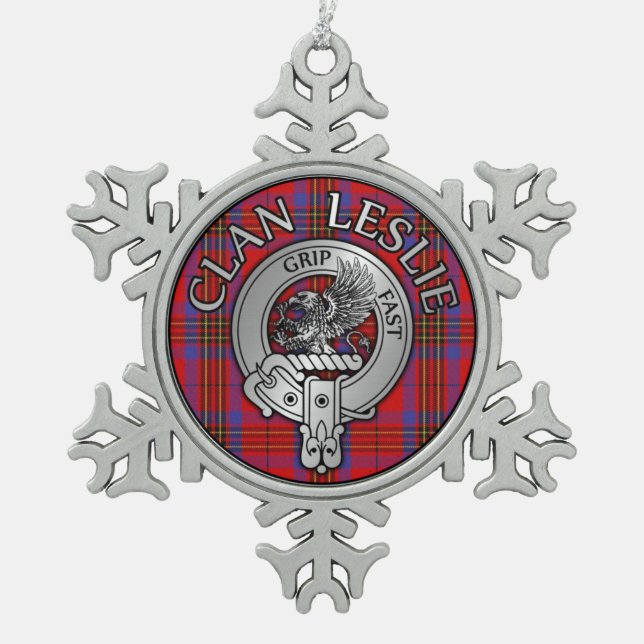 Ornement Flocon De Neige Clan Leslie Crest & Tartan (Devant)
