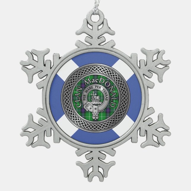 Ornement Flocon De Neige Clan MacDonald Crest & Tartan Knot (Devant)