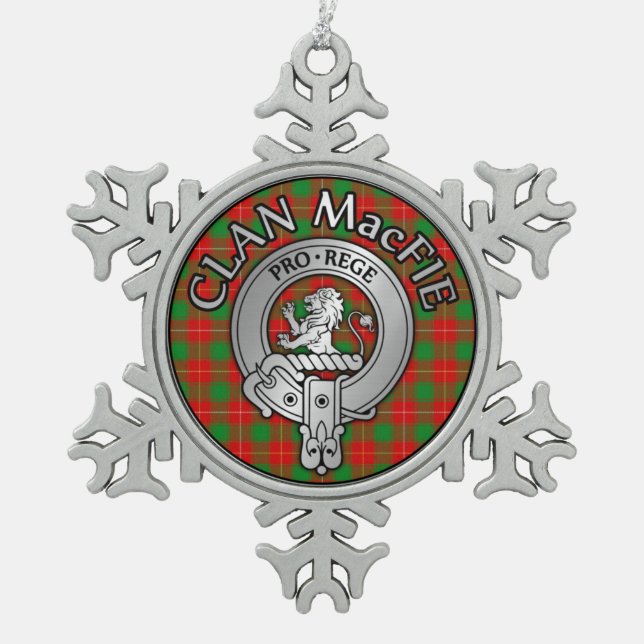 Ornement Flocon De Neige Clan MacFie Crest & Tartan (Devant)