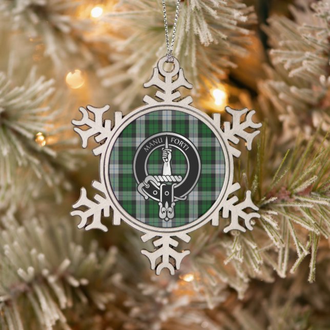 Ornement Flocon De Neige Clan MacKay Crest & Robe Tartan Snowflake Pewter (Arbre)