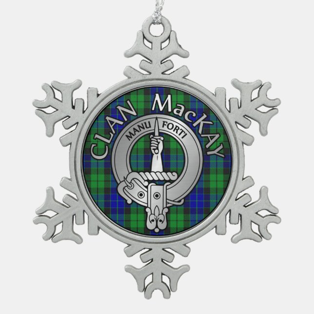 Ornement Flocon De Neige Clan MacKay Crest & Tartan (Devant)