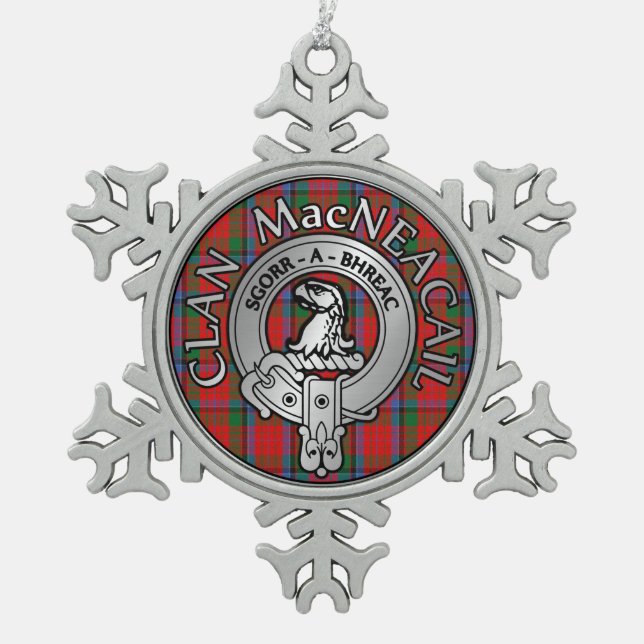 Ornement Flocon De Neige Clan MacNeacail | MacNicol Crest & Tartan (Devant)