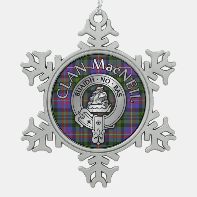 Ornement Flocon De Neige Clan MacNeil Crest & Tartan (Devant)