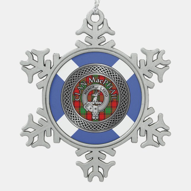 Ornement Flocon De Neige Clan MacPhail Crest & Tartan Knot (Devant)