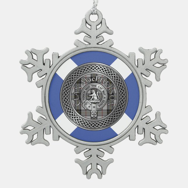 Ornement Flocon De Neige Clan MacPherson Crest & Tartan Knot (Devant)