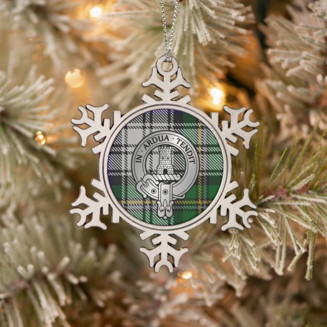Ornement Flocon De Neige Clan Malcolm Crest & Robe Tartan (Arbre)