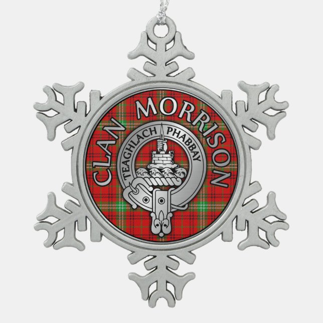 Ornement Flocon De Neige Clan Morrison Crest & Tartan (Devant)