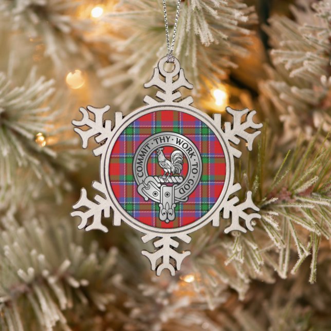 Ornement Flocon De Neige Clan Sinclair Crest & Tartan (Arbre)