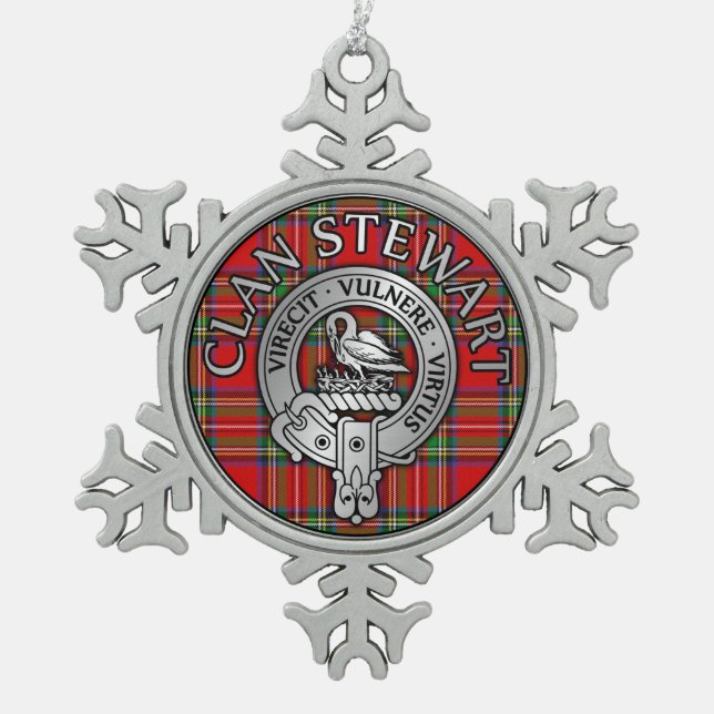 Ornement Flocon De Neige Clan Stewart Crest & Tartan (Devant)