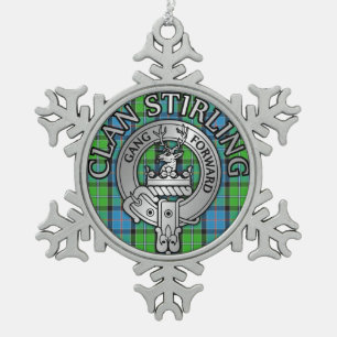 Ornement Flocon De Neige Clan Stirling Crest & Tartan Knot