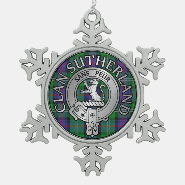 Ornement Flocon De Neige Clan Sutherland Crest & Tartan (Devant)