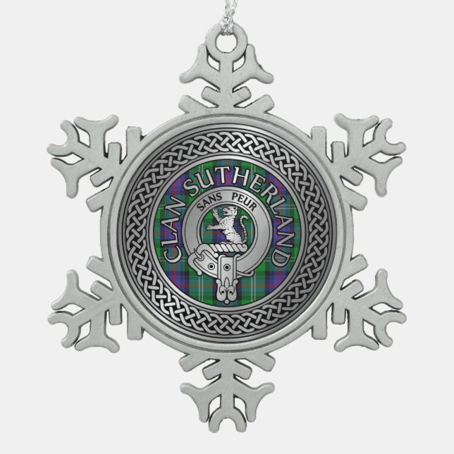 Ornement Flocon De Neige Clan Sutherland Crest & Tartan Knot (Devant)