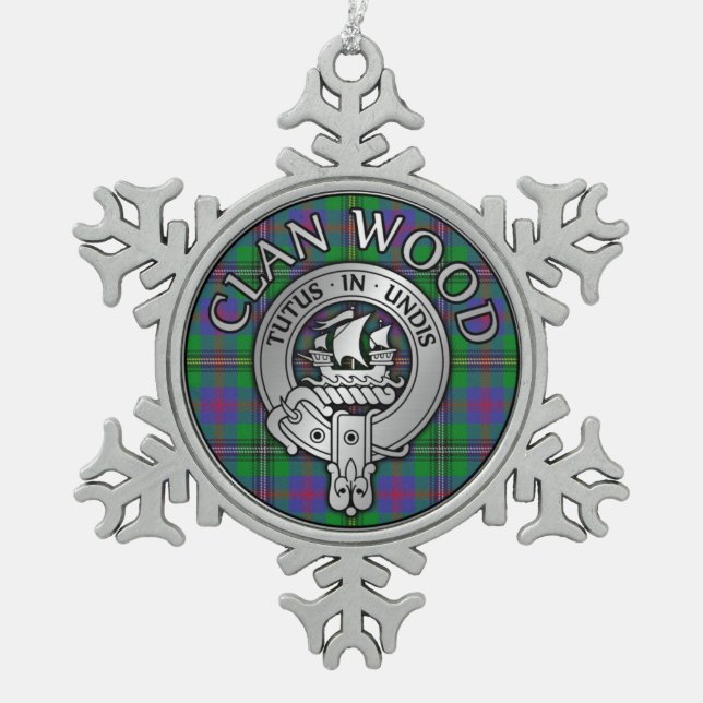 Ornement Flocon De Neige Clan Wood Crest & Tartan (Devant)