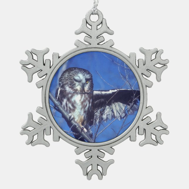 Ornement Flocon De Neige Cligner de l'oeil le hibou (Devant)