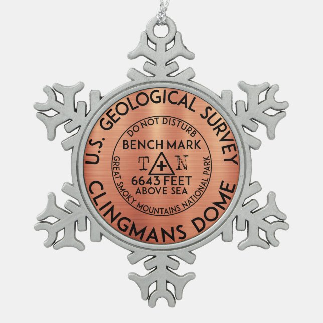 Ornement Flocon De Neige Clingmans Dome Benchmark Tennessee Great Smoke (Devant)