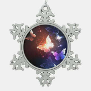 Ornement Flocon De Neige Clowing Night Butterflies