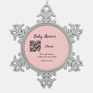 Ornement Flocon De Neige Code QR simple pour baby shower avec nom et texte
