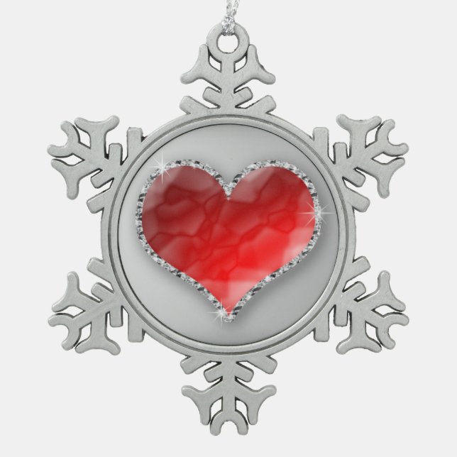 Ornement Flocon De Neige Coeur en cristal (Devant)