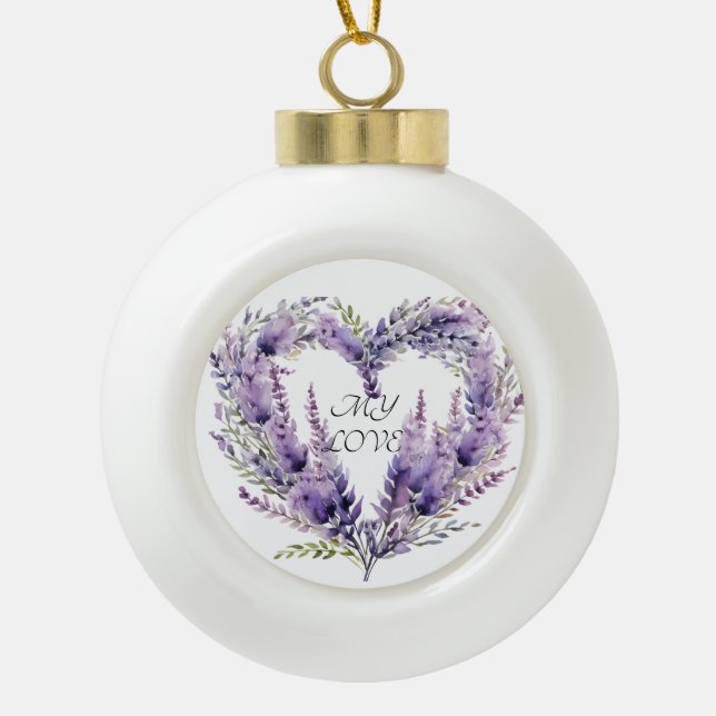Ornement Flocon de neige. Coeur lavande (Devant)