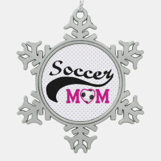 Ornement Flocon De Neige Coeur rose O Maman de football