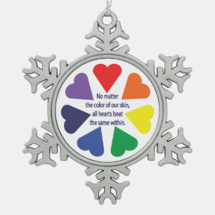Ornement Flocon De Neige Coeurs arc-en-ciel