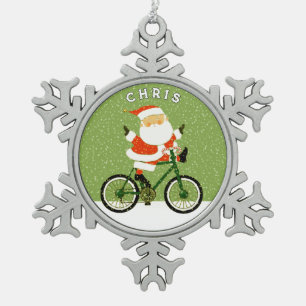 Ornement Flocon De Neige Collectionneur de cycliste de Noël