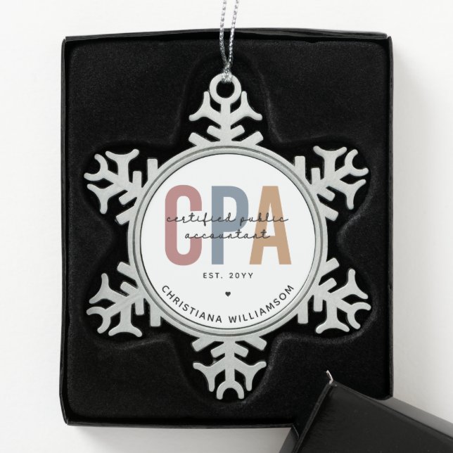Ornement Flocon De Neige Comptable Public Certifié CPA Retro (Boîte)