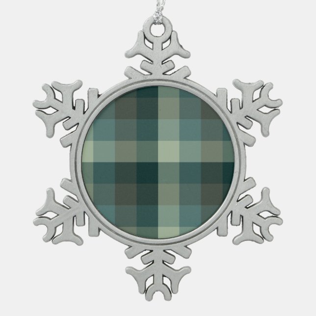 Ornement Flocon De Neige Conception carreaux gingham vert  (Devant)