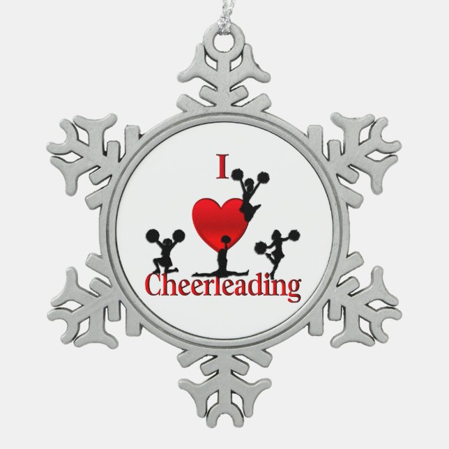 Ornement Flocon De Neige Conception Cheerleading de coeur unique d'I (Devant)