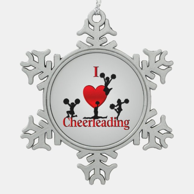 Ornement Flocon De Neige Conception de Cheerled I Heart Unique (Devant)