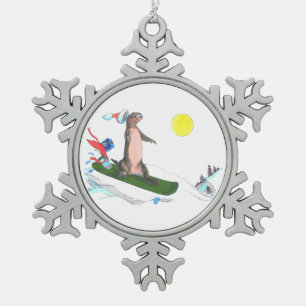 Ornement Flocon De Neige Conception drôle de vacances de loutre de