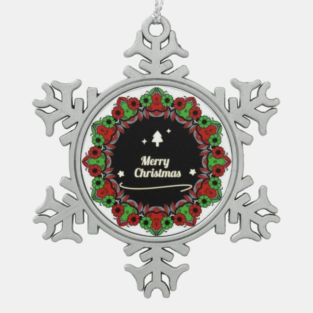 Ornement Flocon De Neige conceptions de mandala de Joyeux Noël (Devant)