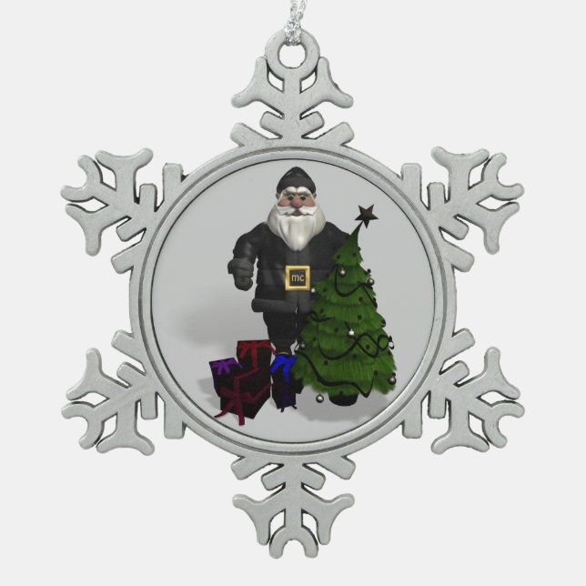 Ornement Flocon De Neige Cool Santa Claus Biker (Devant)