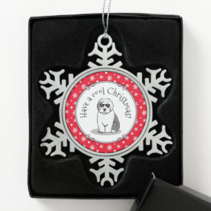 Ornement Flocon De Neige Cool Vieux Chien à mouton anglais (Grey 1) Mignonn