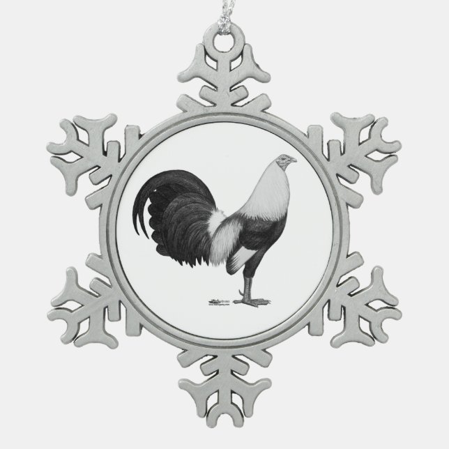 Ornement Flocon De Neige Coq de combat gris à ailes de canard (Devant)