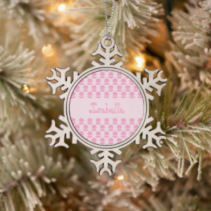 Ornement Flocon De Neige Coquille d'huîtres pour fille rose et Pearl Nom pe
