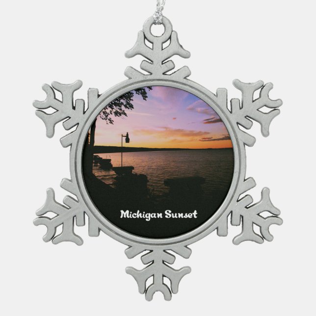 Ornement Flocon De Neige Coucher du soleil du Michigan (Devant)