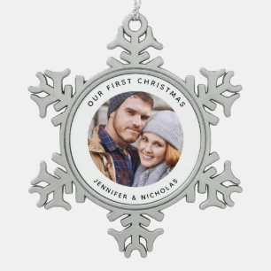 Ornement Flocon De Neige Couple Notre Première Photo De Noël