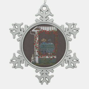 Ornement Flocon De Neige Couples amish sur l'oscillation de porche